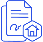 An icon of a legal document with a house on it, with the text "Knowledge of Trust & Estates.